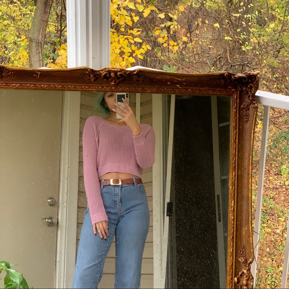 cropped lavender knitted sweater